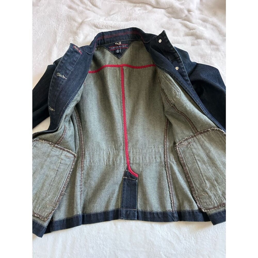 Tommy Hilfiger Dark Wash Denim Jacket Tailored Fit Medium Women’s - Picture 10 of 14